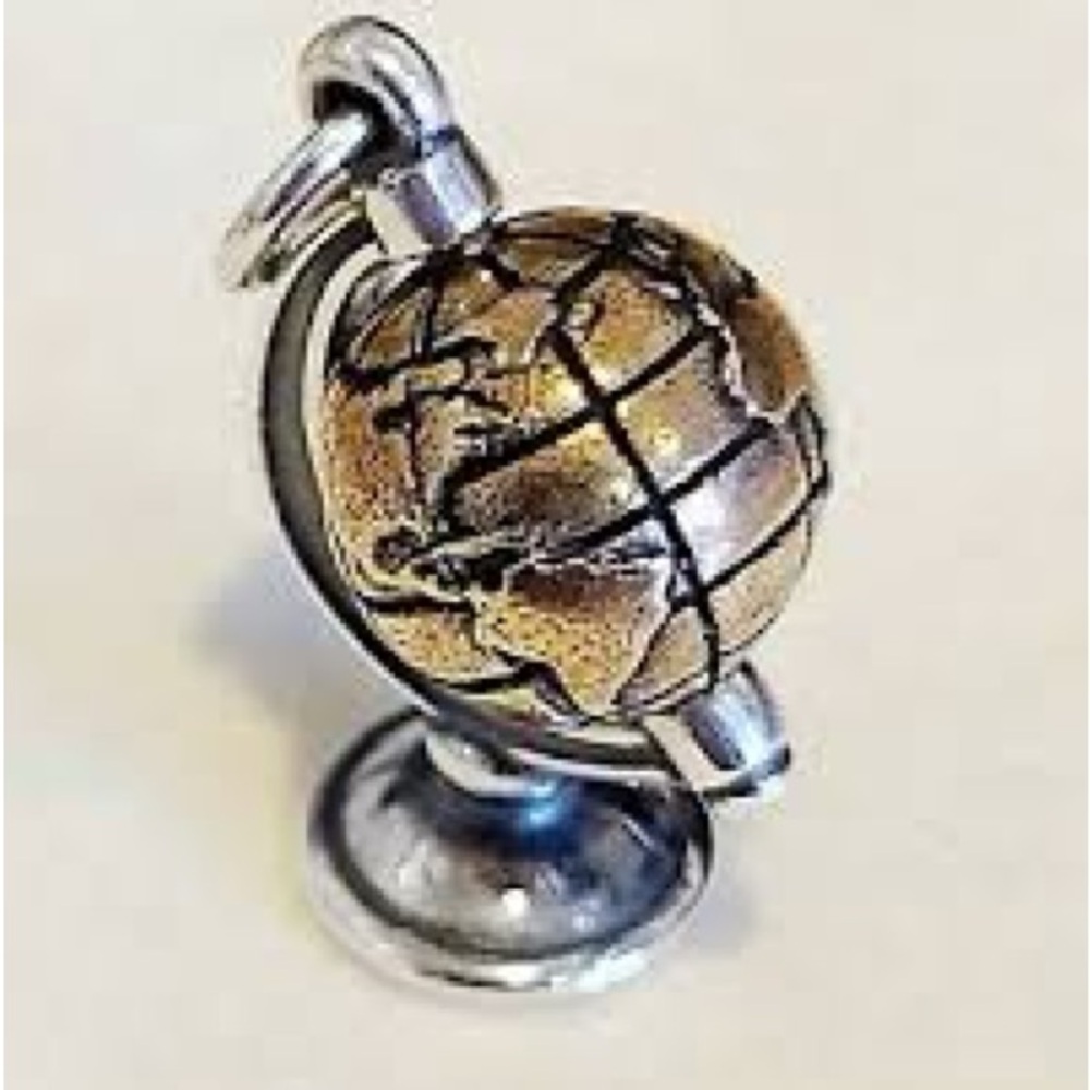 James Avery sterling silver and bronze globe charm